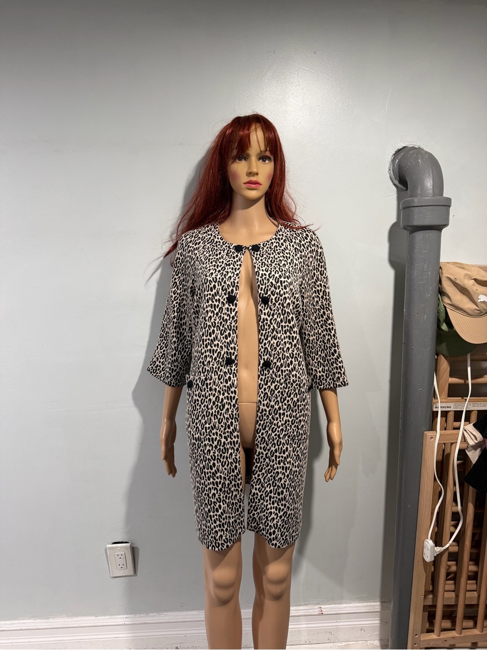 Grace Black & Cream Leopard-Trim Jacket